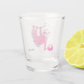 Met naam 🦥 Leuke Roze pickleball luiaards 🦥 Shot Glas (Achterkant)
