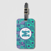 Met naam Minty- en paarse tennisrackets Bagagelabel (Voorkant (verticaal))