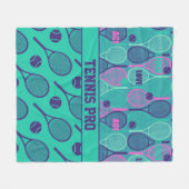 Met naam Minty- en paarse tennisrackets Fleece Deken (Voorkant (Horizontaal))