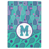 Met naam Minty- en paarse tennisrackets Klembord (Achterkant)