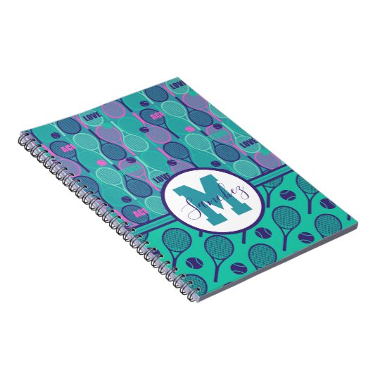 Met naam Minty- en paarse tennisrackets Notitieboek (Rechterzijde)