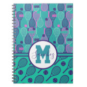 Met naam Minty- en paarse tennisrackets Notitieboek (Voorkant)