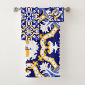 Met naam 💙 periwinkle, blauw en geel Azulejos Bad Handdoek (Insitu)