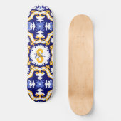 Met naam 💙 periwinkle, blauw en geel Azulejos Persoonlijk Skateboard (Voorkant)