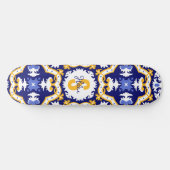 Met naam 💙 periwinkle, blauw en geel Azulejos Persoonlijk Skateboard (Horizontaal)