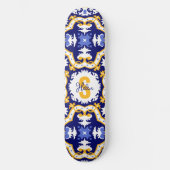 Met naam 💙 periwinkle, blauw en geel Azulejos Persoonlijk Skateboard (Voorkant)