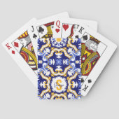 Met naam 💙 periwinkle, blauw en geel Azulejos Pokerkaarten (Achterkant)