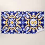 Met naam 💙 periwinkle, blauw en geel Azulejos Strandlaken (Voorkant)