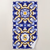 Met naam 💙 periwinkle, blauw en geel Azulejos Strandlaken (Voorkant)