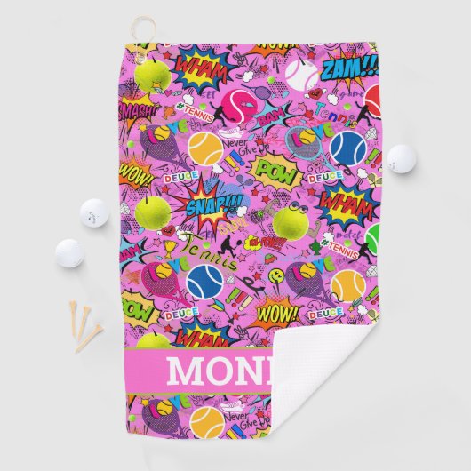 Met naam 😍 roze 🤩 Eclectisch 🎾 Golfhanddoek (Insitu)