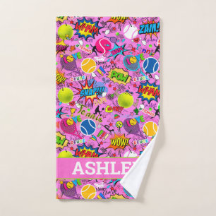 Met naam 😍 roze 🤩 Eclectisch 🎾 Handdoek