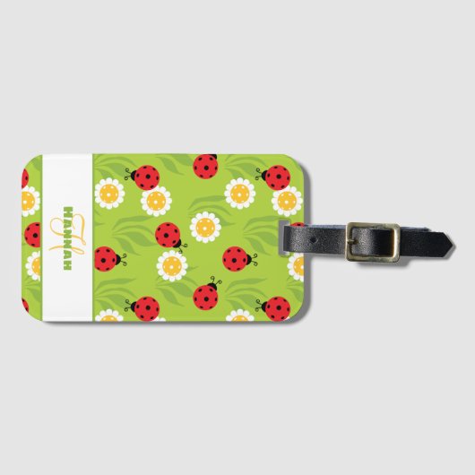 Met naam 🐞 Spring pickleball op vers groen Bagagelabel (Voorkant (horizontaal))