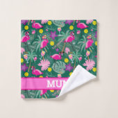 🦩 🦩 met naam, Tropisch feest met pickleball, Bad Handdoek (Wasdoekje)