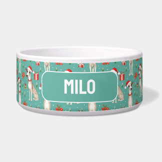Met naam Whimsical Whippet Kerstmis Voerbakje