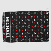 Met naam 🎾zwart-wit tennis🎾 golfhanddoek (Horizontaal)