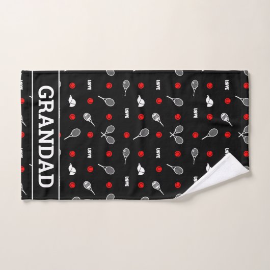 Met naam 🎾zwart-wit tennis🎾 handdoek (Handdoek)