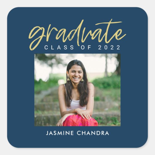 Met name Afstuderen met roekbewerkbare kleuren Vierkante Sticker (Voorkant)