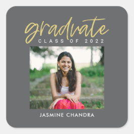 Met name Afstuderen met roekbewerkbare kleuren Vierkante Sticker