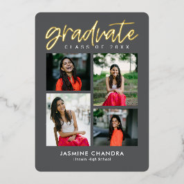 Met name Folie Afstuderen bewerkbare kleuren Folie Folie Uitnodiging