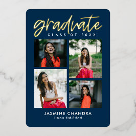 Met name Folie Afstuderen bewerkbare kleuren Folie Folie Uitnodiging