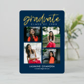 Met name Folie Afstuderen bewerkbare kleuren Folie Folie Uitnodiging (Staand Voorkant)