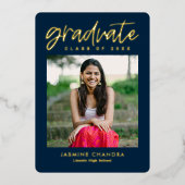 Met name Folie Afstuderen bewerkbare kleuren Folie Folie Uitnodiging (Voorkant)