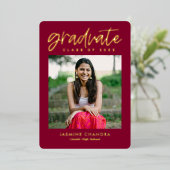 Met name Folie Afstuderen bewerkbare kleuren Folie Folie Uitnodiging (Staand Voorkant)