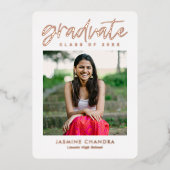 Met name Folie Afstuderen bewerkbare kleuren Folie Folie Uitnodiging (Voorkant)