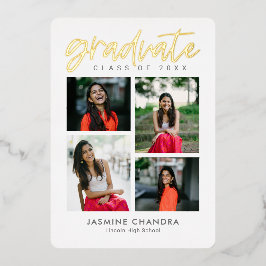 Met name Folie Afstuderen bewerkbare kleuren Folie Folie Uitnodiging