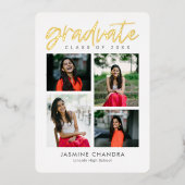 Met name Folie Afstuderen bewerkbare kleuren Folie Folie Uitnodiging (Voorkant)