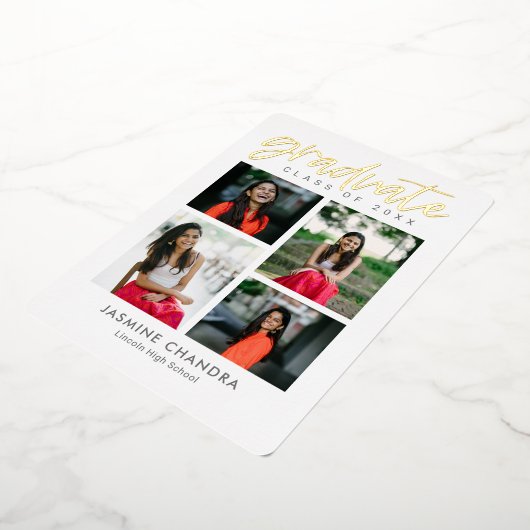 Met name Folie Afstuderen bewerkbare kleuren Folie Folie Uitnodiging (Gedraaid)