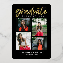 Met name Folie Afstuderen bewerkbare kleuren Folie Uitnodiging