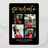 Met name Folie Afstuderen bewerkbare kleuren Folie Uitnodiging (Voorkant)