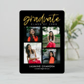 Met name Folie Afstuderen bewerkbare kleuren Folie Uitnodiging (Staand Voorkant)