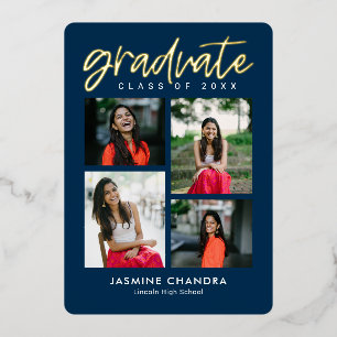 Met name Folie Afstuderen bewerkbare kleuren Folie Uitnodiging