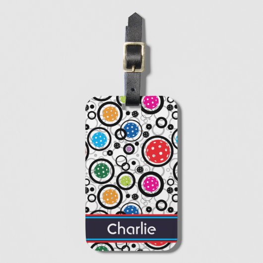 Met name Patroon met Pickleballen Bagagelabel (Voorkant (verticaal))