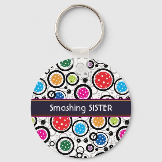Met name Patroon met Pickleballen Sleutelhanger (Voorkant)