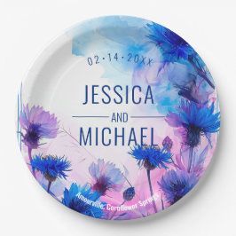 💍 Met namen Cornflower en Lavendel Elegance Papieren Bordje