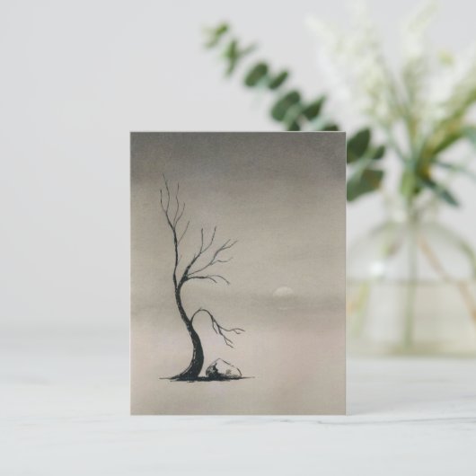 met nevel bedekte velden briefkaart (Staand voorkant)