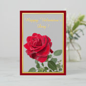 Met olieverf geschilderde rode roos - Gelukkige Va Folie Feestdagenkaart (Staand Voorkant)