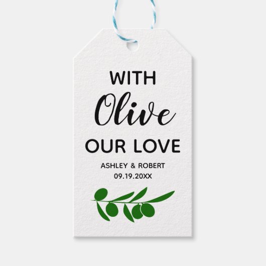 Met Olijf Onze Liefde, Olijfolie of Olijf Cadeau L Cadeaulabel (Voorkant)