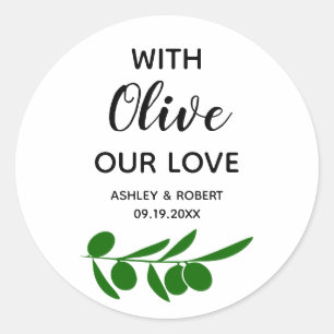 Met Olive Onze Liefde, Olijfolie Cirkel Stickers