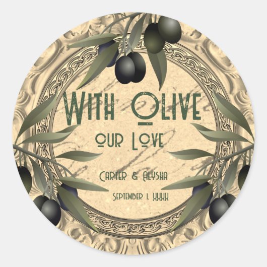 Met Olive Our Love Wedding Favoriete Sticker (Voorkant)