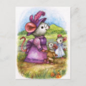 Met oma lopen - Cute Mouse Art Briefkaart (Voorkant)