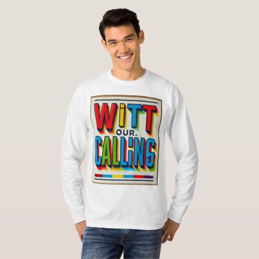 "Met ons Calling T-shirt – Multi-Coloured Bold Tex (Voorkant volledig)