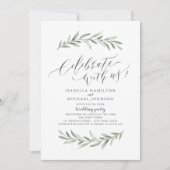Met ons vieren! Eenvoudig Rustic Greenery Wedding Kaart (Voorkant)