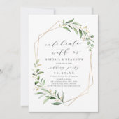 Met ons vieren! Greenery Geometric Wedding Kaart (Voorkant)