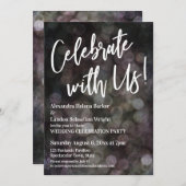 Met ons vieren! Handschrift Grunge Bokeh Kaart (Voorkant / Achterkant)