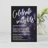 Met ons vieren! Handschrift Grunge Bokeh Kaart (Staand voorkant)