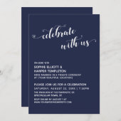 Met ons vieren Hart Script Navy Ontvangst Kaart (Voorkant / Achterkant)